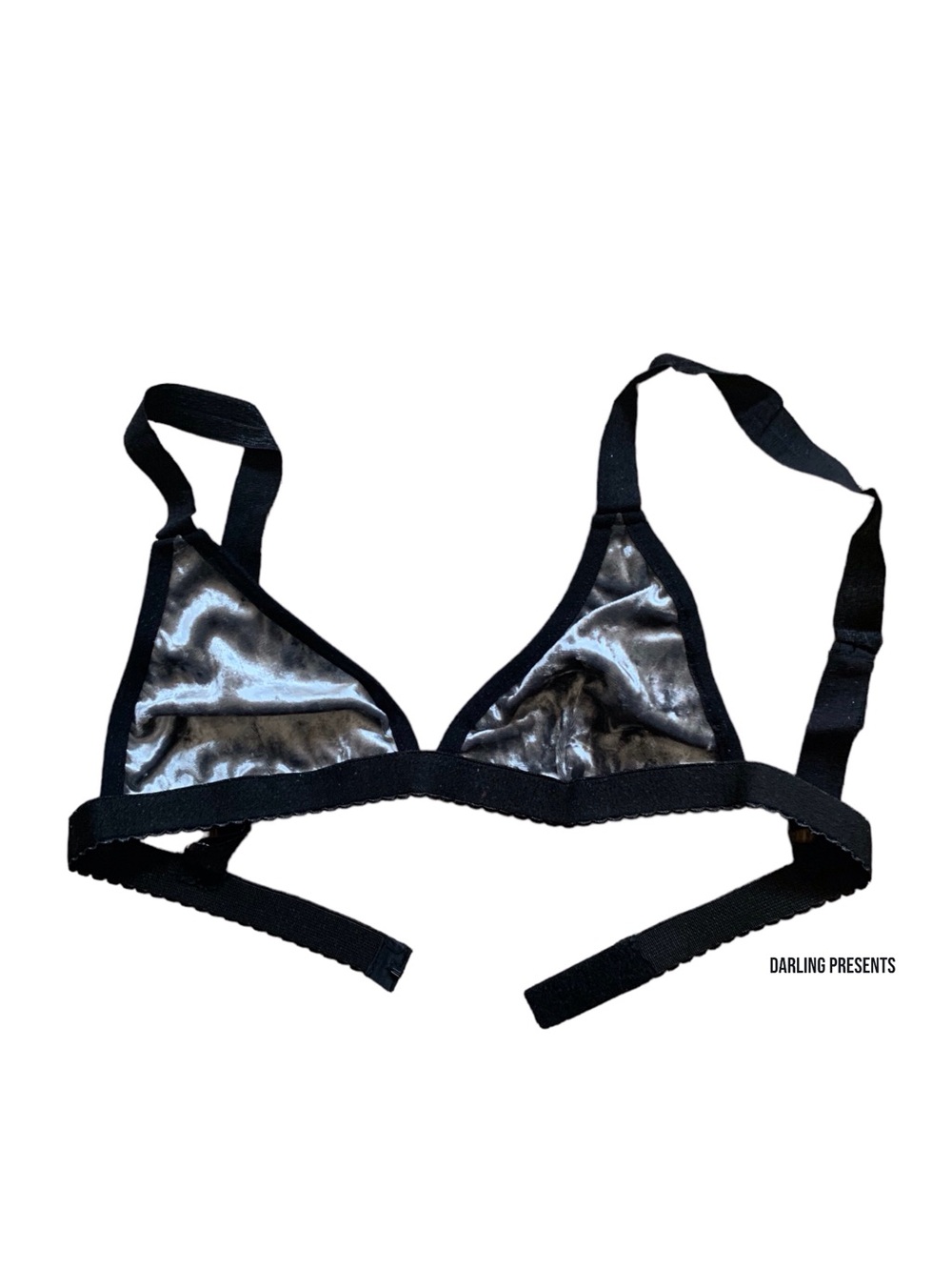 Dolls Kill Widow Velvet Triangle Bralette Bikini Top Women Color Silver Size S
